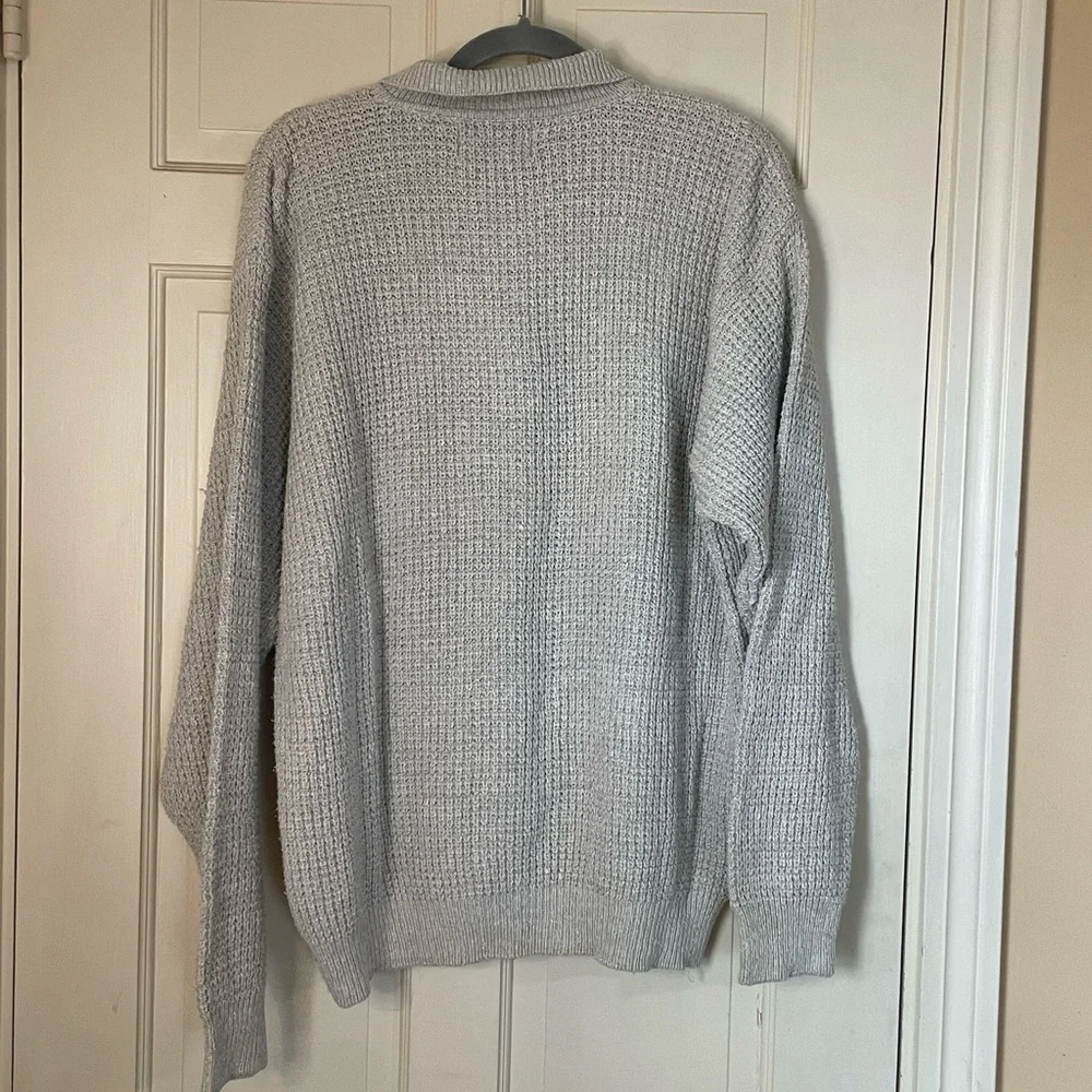 Vintage Sears Knit Sweater Fisherman Henley Collar Silk Cotton Blend Sz Large
